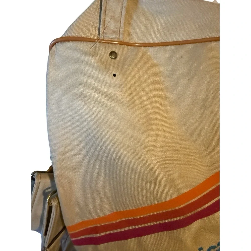Vintage American Express Travel Agent Carry On Luggage Airline Bag 70's Tan